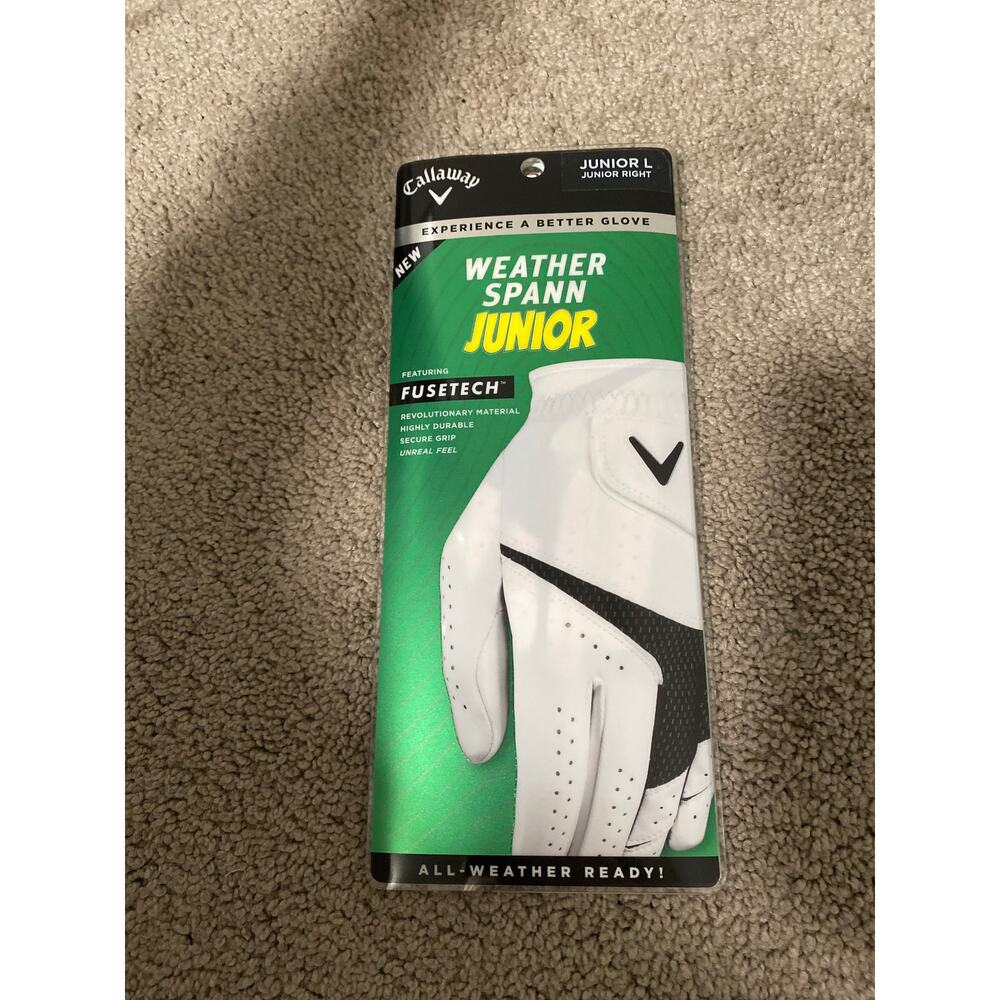 New Callaway Weather‎ Spann Junior LEFT Handed Golf Glove, Size Large